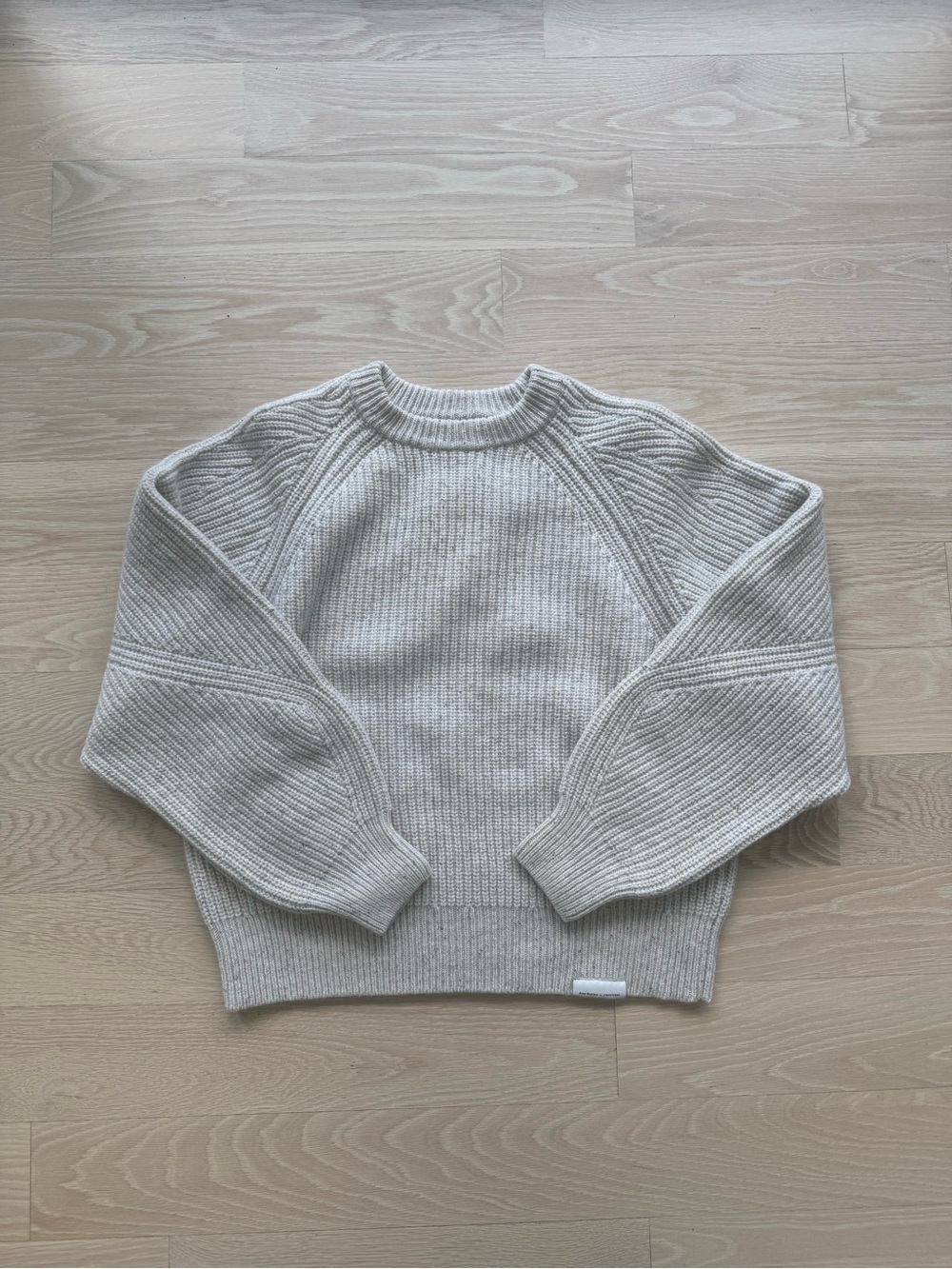 Amy Powney x Finisterre Light Gray Crewneck Ribbed Sweater BNWT size 8